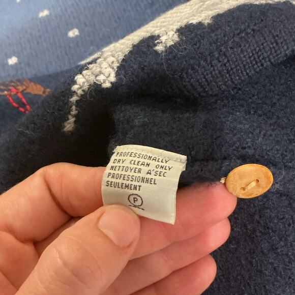 Vintage Womens Wool Vest Size Medium Snowman Christmas Embroidered Blue Snow - Picture 6 of 6